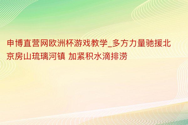 申博直营网欧洲杯游戏教学_多方力量驰援北京房山琉璃河镇 加紧积水滴排涝